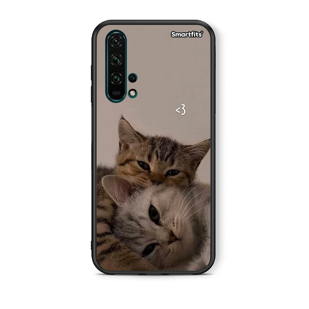 Θήκη Honor 20 Pro Cats In Love από τη Smartfits με σχέδιο στο πίσω μέρος και μαύρο περίβλημα | Honor 20 Pro Cats In Love case with colorful back and black bezels