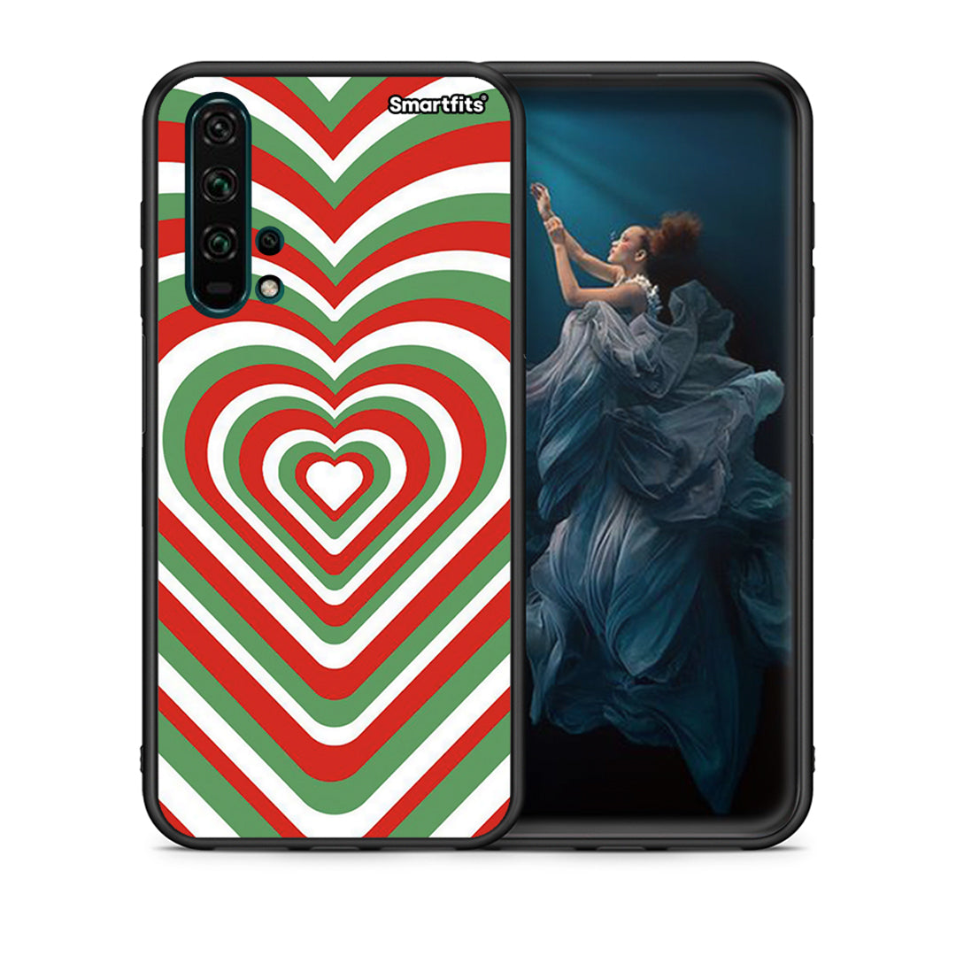 Θήκη Huawei Honor 20 Pro Christmas Hearts από τη Smartfits με σχέδιο στο πίσω μέρος και μαύρο περίβλημα | Huawei Honor 20 Pro Christmas Hearts case with colorful back and black bezels