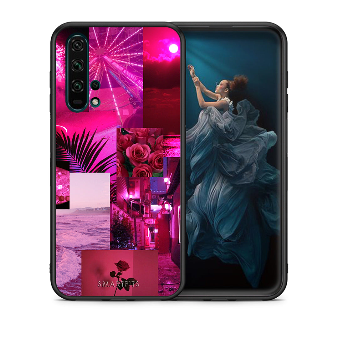 Θήκη Αγίου Βαλεντίνου Honor 20 Pro Collage Red Roses από τη Smartfits με σχέδιο στο πίσω μέρος και μαύρο περίβλημα | Honor 20 Pro Collage Red Roses case with colorful back and black bezels