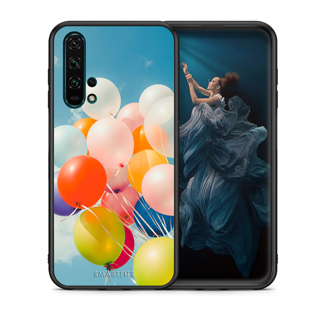 Θήκη Honor 20 Pro Colorful Balloons από τη Smartfits με σχέδιο στο πίσω μέρος και μαύρο περίβλημα | Honor 20 Pro Colorful Balloons case with colorful back and black bezels