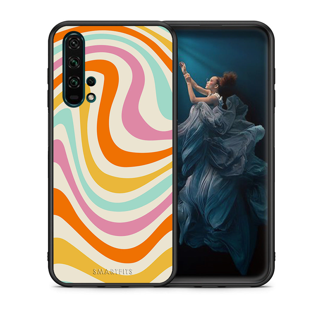 Θήκη Honor 20 Pro Colourful Waves από τη Smartfits με σχέδιο στο πίσω μέρος και μαύρο περίβλημα | Honor 20 Pro Colourful Waves case with colorful back and black bezels