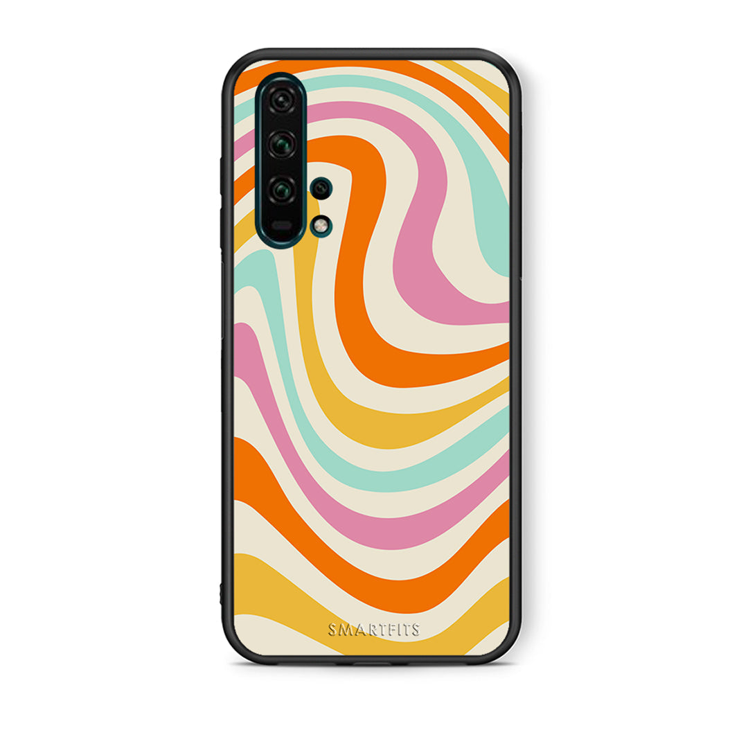 Θήκη Honor 20 Pro Colourful Waves από τη Smartfits με σχέδιο στο πίσω μέρος και μαύρο περίβλημα | Honor 20 Pro Colourful Waves case with colorful back and black bezels