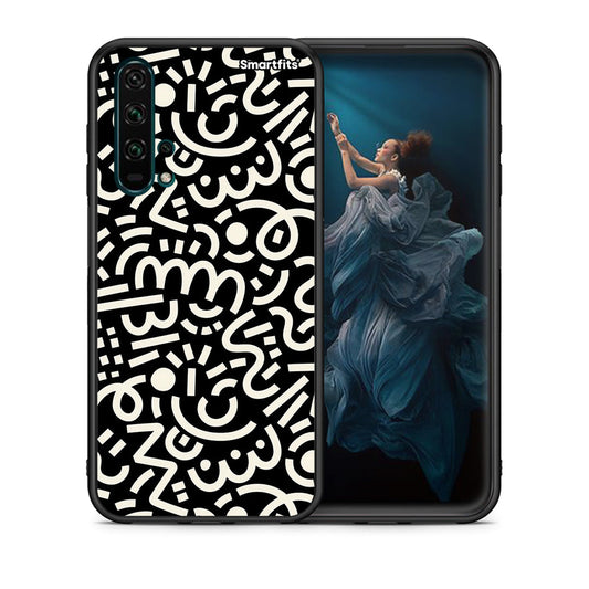 Θήκη Honor 20 Pro Doodle Art από τη Smartfits με σχέδιο στο πίσω μέρος και μαύρο περίβλημα | Honor 20 Pro Doodle Art case with colorful back and black bezels