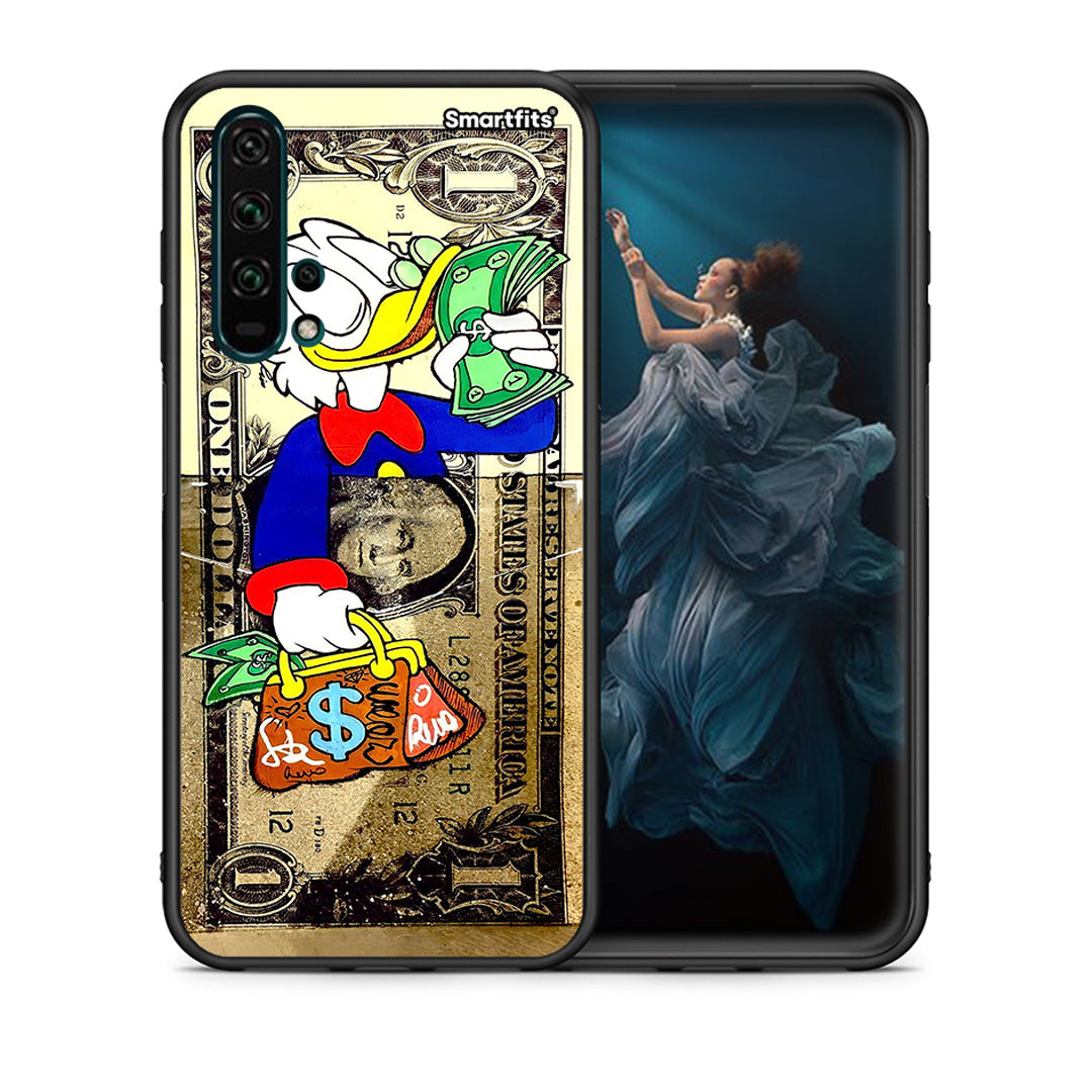 Θήκη Honor 20 Pro Duck Money από τη Smartfits με σχέδιο στο πίσω μέρος και μαύρο περίβλημα | Honor 20 Pro Duck Money case with colorful back and black bezels