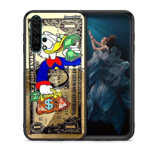 Θήκη Honor 20 Pro Duck Money από τη Smartfits με σχέδιο στο πίσω μέρος και μαύρο περίβλημα | Honor 20 Pro Duck Money case with colorful back and black bezels