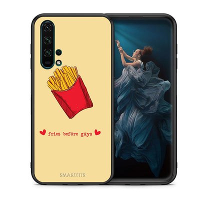 Θήκη Αγίου Βαλεντίνου Honor 20 Pro Fries Before Guys από τη Smartfits με σχέδιο στο πίσω μέρος και μαύρο περίβλημα | Honor 20 Pro Fries Before Guys case with colorful back and black bezels