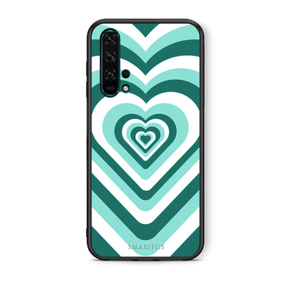 Θήκη Honor 20 Pro Green Hearts από τη Smartfits με σχέδιο στο πίσω μέρος και μαύρο περίβλημα | Honor 20 Pro Green Hearts case with colorful back and black bezels