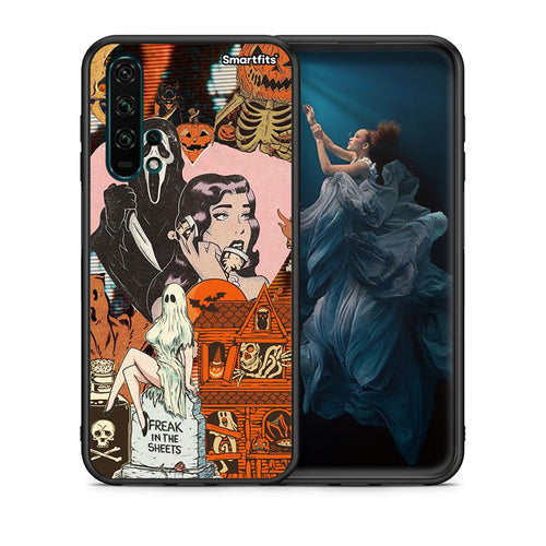 Θήκη Honor 20 Pro Halloween Collage από τη Smartfits με σχέδιο στο πίσω μέρος και μαύρο περίβλημα | Honor 20 Pro Halloween Collage case with colorful back and black bezels