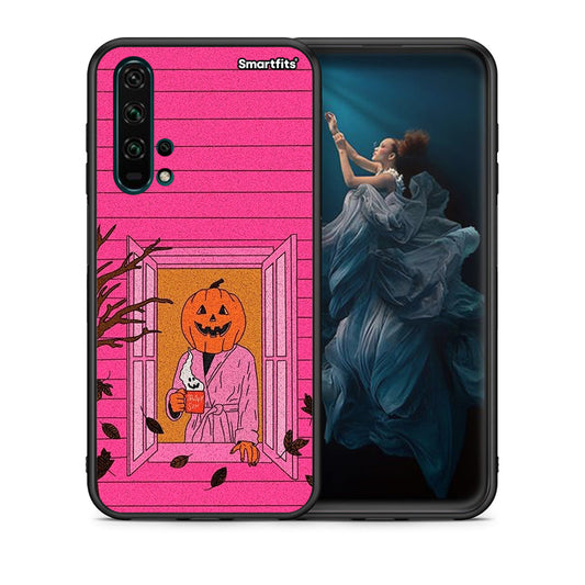Θήκη Honor 20 Pro Halloween Pumpkin Lady από τη Smartfits με σχέδιο στο πίσω μέρος και μαύρο περίβλημα | Honor 20 Pro Halloween Pumpkin Lady case with colorful back and black bezels
