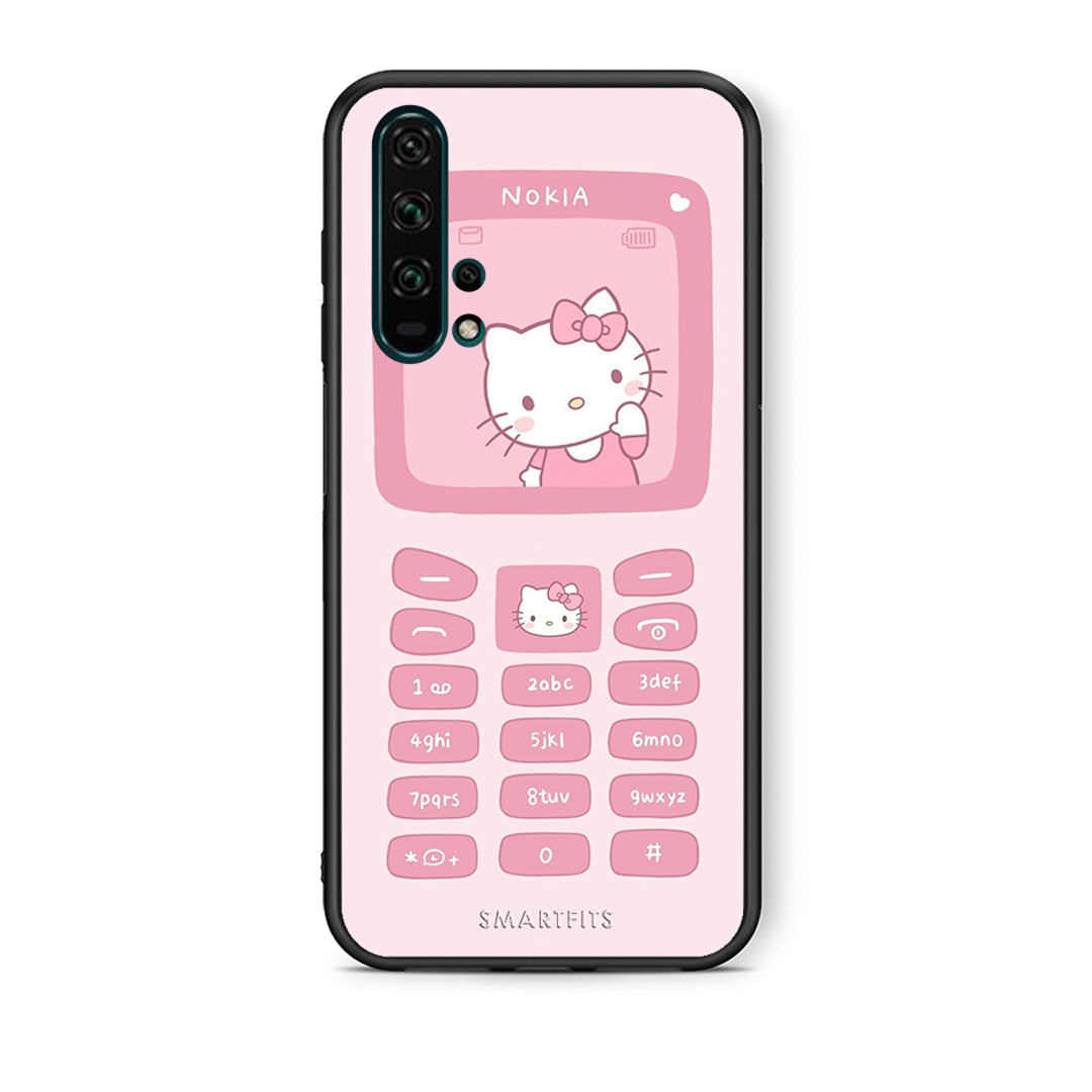 Θήκη Αγίου Βαλεντίνου Honor 20 Pro Hello Kitten από τη Smartfits με σχέδιο στο πίσω μέρος και μαύρο περίβλημα | Honor 20 Pro Hello Kitten case with colorful back and black bezels