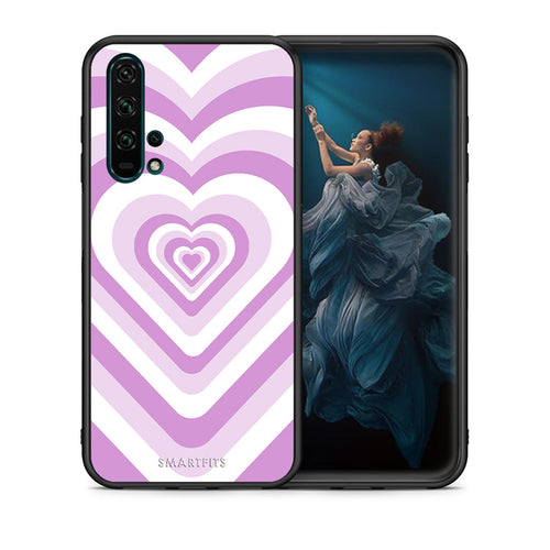 Θήκη Honor 20 Pro Lilac Hearts από τη Smartfits με σχέδιο στο πίσω μέρος και μαύρο περίβλημα | Honor 20 Pro Lilac Hearts case with colorful back and black bezels