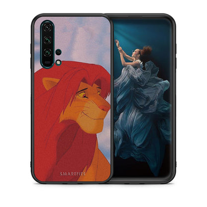Θήκη Αγίου Βαλεντίνου Honor 20 Pro Lion Love 1 από τη Smartfits με σχέδιο στο πίσω μέρος και μαύρο περίβλημα | Honor 20 Pro Lion Love 1 case with colorful back and black bezels
