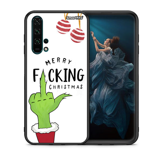 Θήκη Huawei Honor 20 Pro Merry F Xmas από τη Smartfits με σχέδιο στο πίσω μέρος και μαύρο περίβλημα | Huawei Honor 20 Pro Merry F Xmas case with colorful back and black bezels