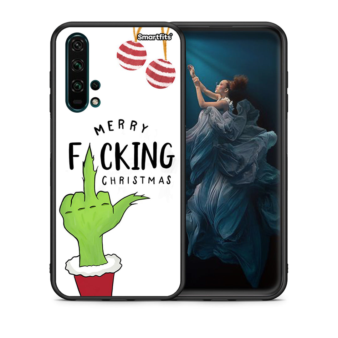 Θήκη Huawei Honor 20 Pro Merry F Xmas από τη Smartfits με σχέδιο στο πίσω μέρος και μαύρο περίβλημα | Huawei Honor 20 Pro Merry F Xmas case with colorful back and black bezels