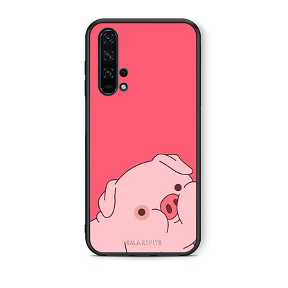 Θήκη Αγίου Βαλεντίνου Honor 20 Pro Pig Love 1 από τη Smartfits με σχέδιο στο πίσω μέρος και μαύρο περίβλημα | Honor 20 Pro Pig Love 1 case with colorful back and black bezels