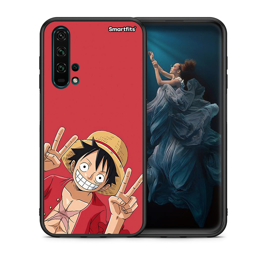 Θήκη Honor 20 Pro Pirate Luffy από τη Smartfits με σχέδιο στο πίσω μέρος και μαύρο περίβλημα | Honor 20 Pro Pirate Luffy case with colorful back and black bezels