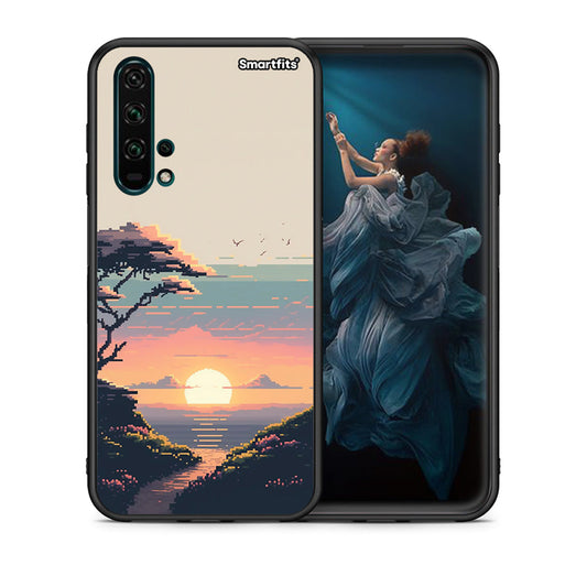 Θήκη Honor 20 Pro Pixel Sunset από τη Smartfits με σχέδιο στο πίσω μέρος και μαύρο περίβλημα | Honor 20 Pro Pixel Sunset case with colorful back and black bezels