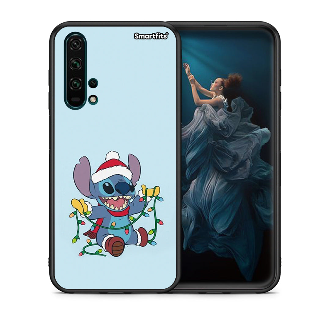 Θήκη Huawei Honor 20 Pro Santa Stich από τη Smartfits με σχέδιο στο πίσω μέρος και μαύρο περίβλημα | Huawei Honor 20 Pro Santa Stich case with colorful back and black bezels