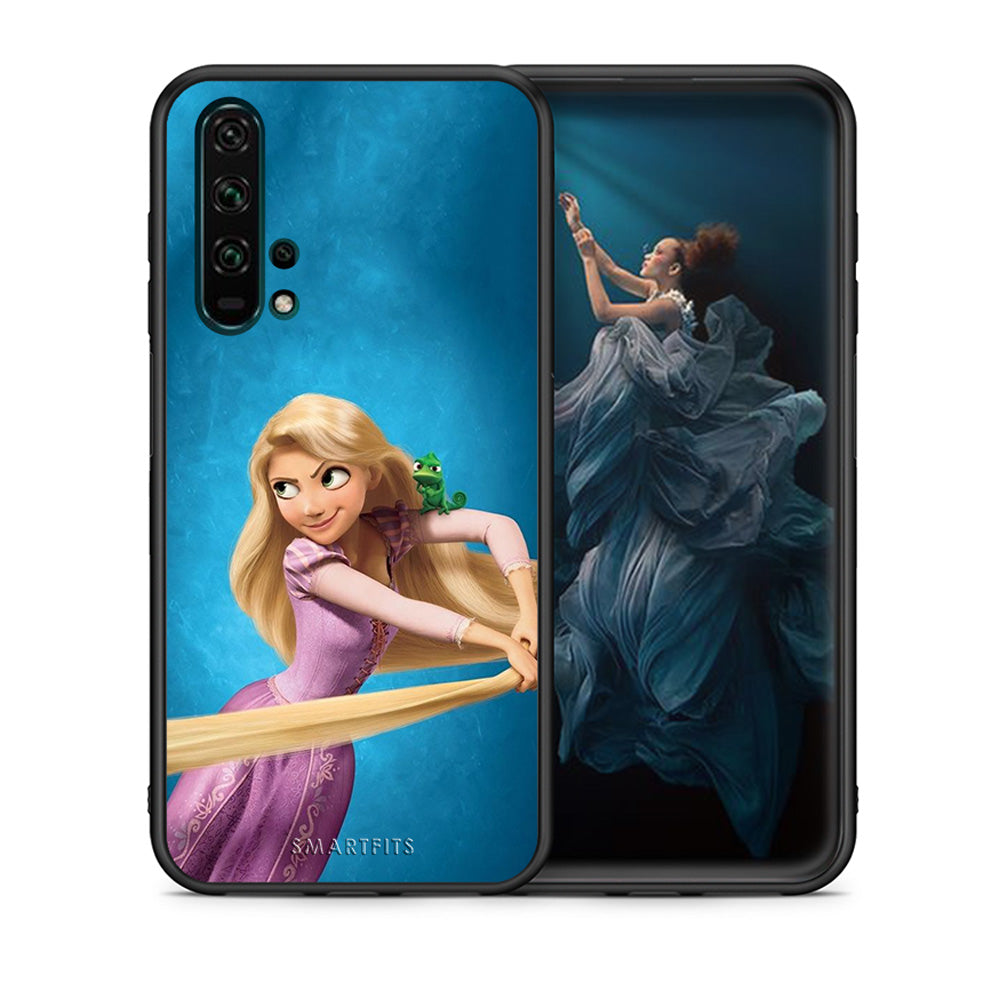 Θήκη Αγίου Βαλεντίνου Honor 20 Pro Tangled 2 από τη Smartfits με σχέδιο στο πίσω μέρος και μαύρο περίβλημα | Honor 20 Pro Tangled 2 case with colorful back and black bezels