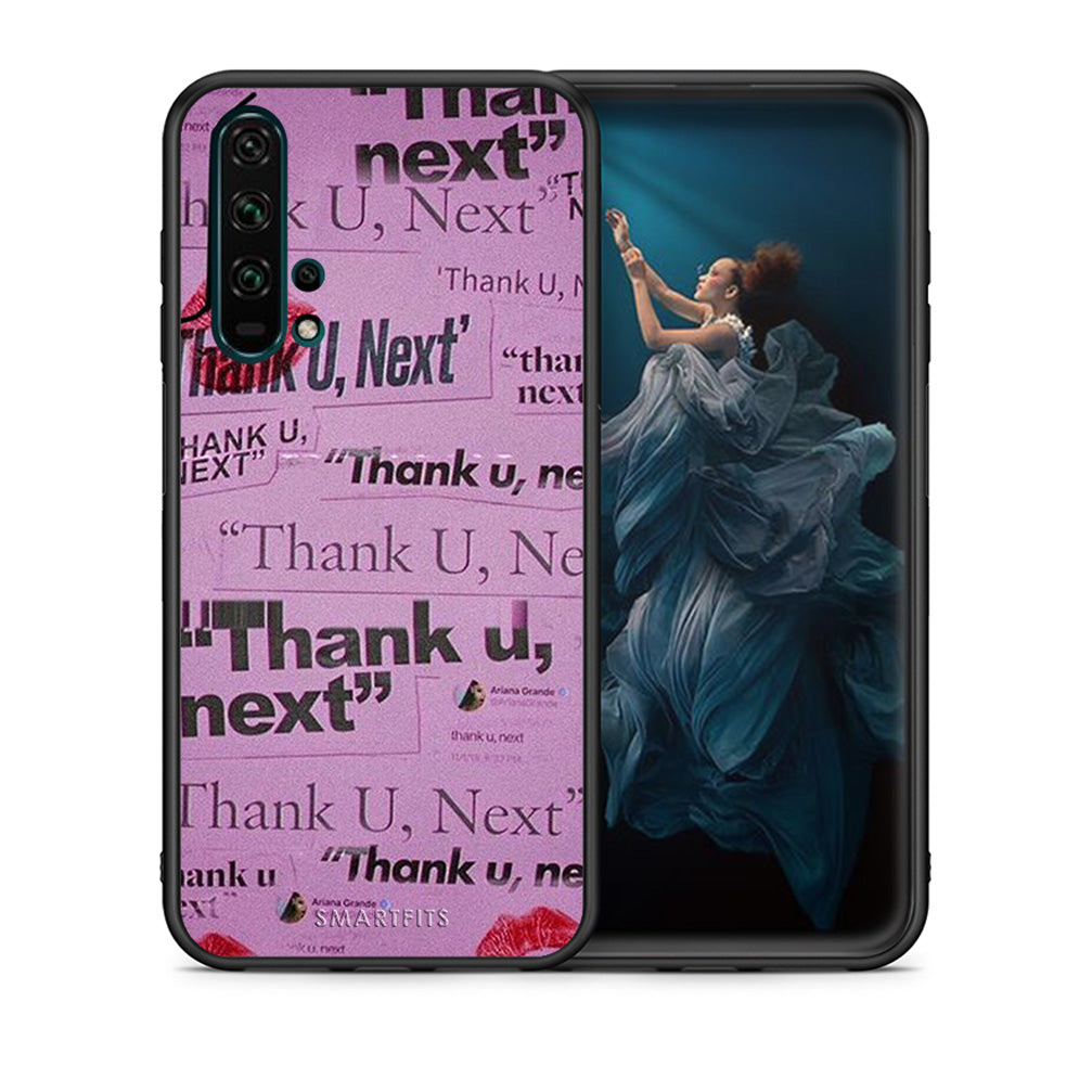 Θήκη Αγίου Βαλεντίνου Honor 20 Pro Thank You Next από τη Smartfits με σχέδιο στο πίσω μέρος και μαύρο περίβλημα | Honor 20 Pro Thank You Next case with colorful back and black bezels