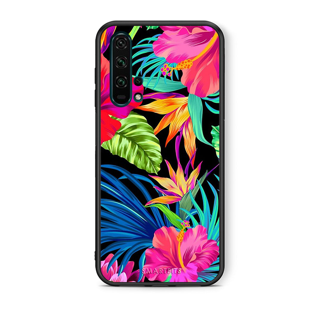 Θήκη Honor 20 Pro Tropical Flowers από τη Smartfits με σχέδιο στο πίσω μέρος και μαύρο περίβλημα | Honor 20 Pro Tropical Flowers case with colorful back and black bezels