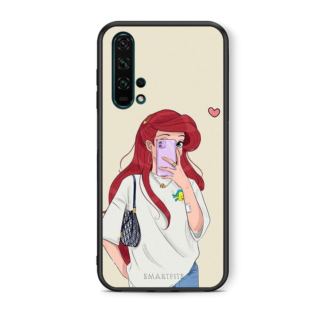 Θήκη Honor 20 Pro Walking Mermaid από τη Smartfits με σχέδιο στο πίσω μέρος και μαύρο περίβλημα | Honor 20 Pro Walking Mermaid case with colorful back and black bezels