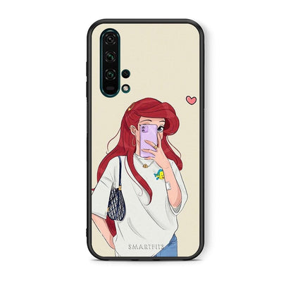 Θήκη Honor 20 Pro Walking Mermaid από τη Smartfits με σχέδιο στο πίσω μέρος και μαύρο περίβλημα | Honor 20 Pro Walking Mermaid case with colorful back and black bezels