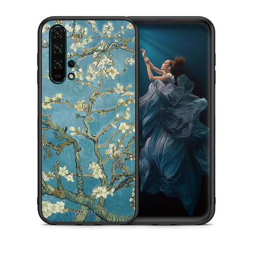 Θήκη Honor 20 Pro White Blossoms από τη Smartfits με σχέδιο στο πίσω μέρος και μαύρο περίβλημα | Honor 20 Pro White Blossoms case with colorful back and black bezels