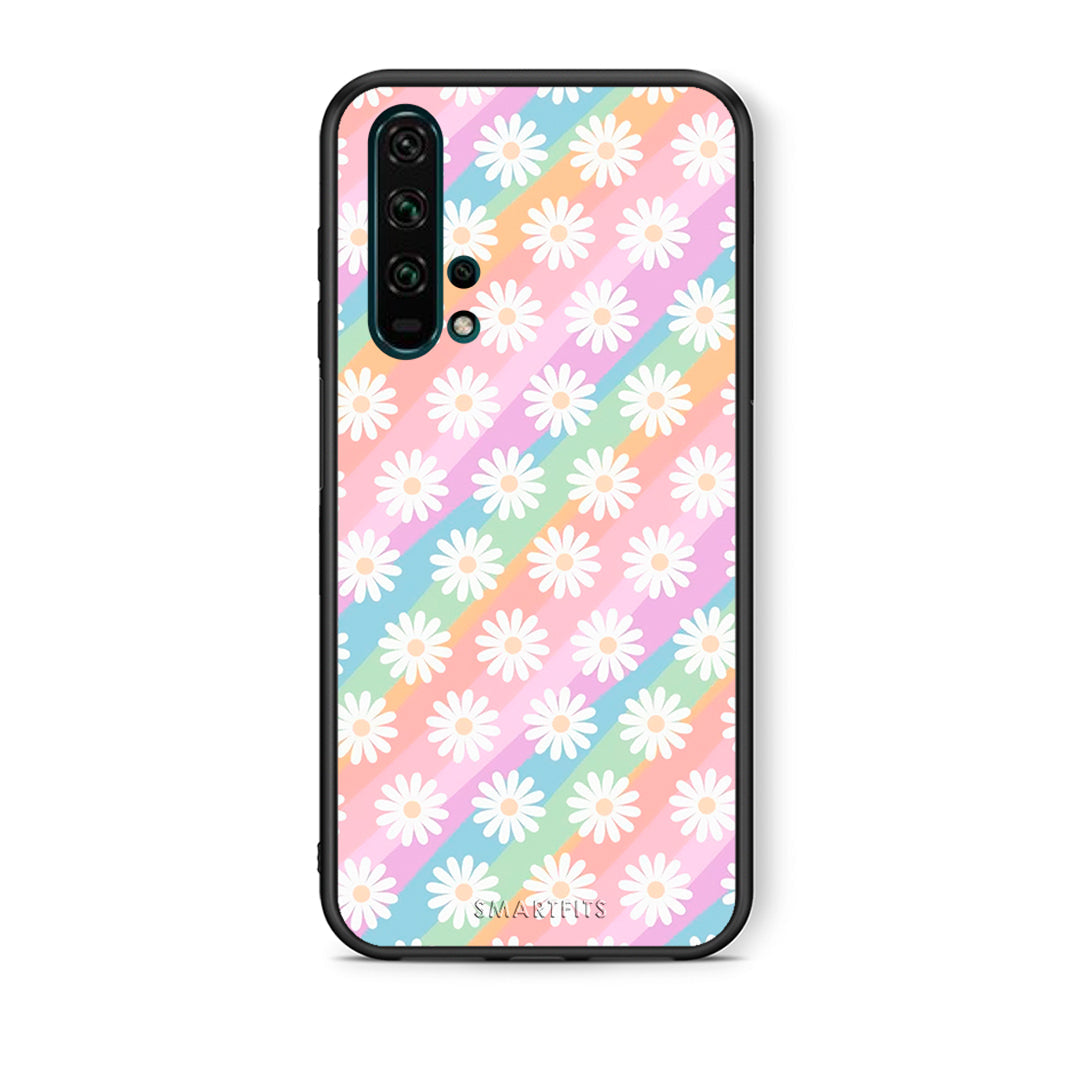 Θήκη Honor 20 Pro White Daisies από τη Smartfits με σχέδιο στο πίσω μέρος και μαύρο περίβλημα | Honor 20 Pro White Daisies case with colorful back and black bezels