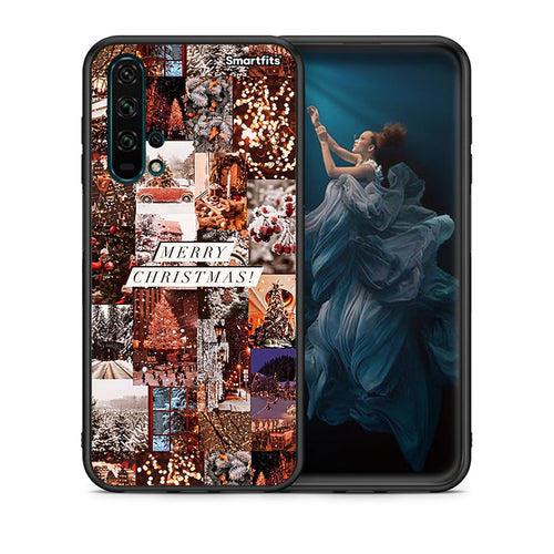 Θήκη Huawei Honor 20 Pro Xmas Collage από τη Smartfits με σχέδιο στο πίσω μέρος και μαύρο περίβλημα | Huawei Honor 20 Pro Xmas Collage case with colorful back and black bezels