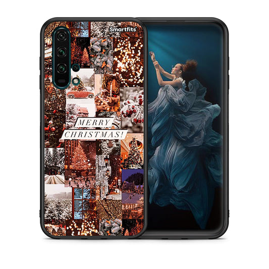 Θήκη Huawei Honor 20 Pro Xmas Collage από τη Smartfits με σχέδιο στο πίσω μέρος και μαύρο περίβλημα | Huawei Honor 20 Pro Xmas Collage case with colorful back and black bezels