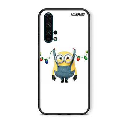 Θήκη Huawei Honor 20 Pro Xmas Minion Lights από τη Smartfits με σχέδιο στο πίσω μέρος και μαύρο περίβλημα | Huawei Honor 20 Pro Xmas Minion Lights case with colorful back and black bezels