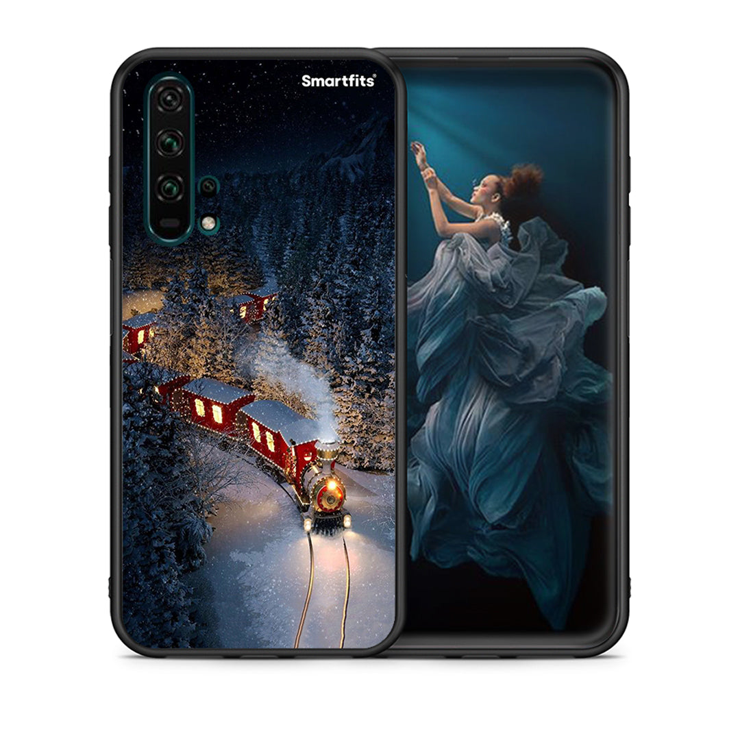 Θήκη Huawei Honor 20 Pro Xmas Train από τη Smartfits με σχέδιο στο πίσω μέρος και μαύρο περίβλημα | Huawei Honor 20 Pro Xmas Train case with colorful back and black bezels