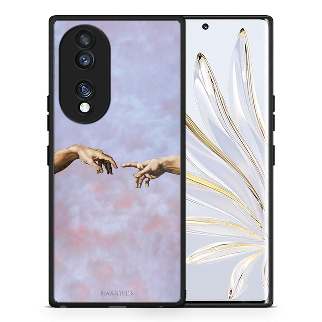 Θήκη Honor 70 5G Adam Hand από τη Smartfits με σχέδιο στο πίσω μέρος και μαύρο περίβλημα | Honor 70 5G Adam Hand Case with Colorful Back and Black Bezels