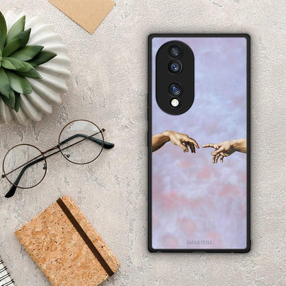 Θήκη Honor 70 5G Adam Hand από τη Smartfits με σχέδιο στο πίσω μέρος και μαύρο περίβλημα | Honor 70 5G Adam Hand Case with Colorful Back and Black Bezels