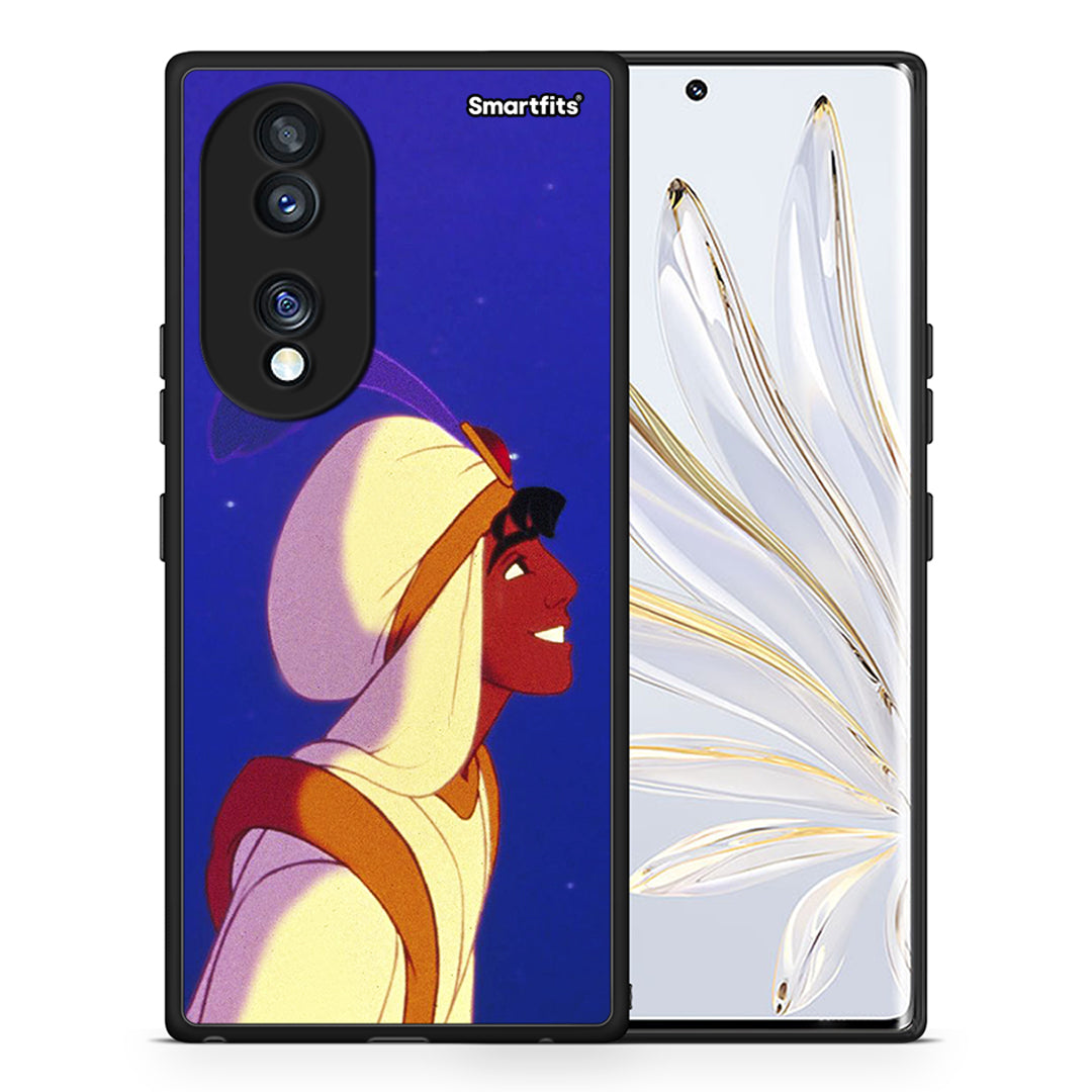 Θήκη Honor 70 5G Alladin And Jasmine Love 1 από τη Smartfits με σχέδιο στο πίσω μέρος και μαύρο περίβλημα | Honor 70 5G Alladin And Jasmine Love 1 Case with Colorful Back and Black Bezels