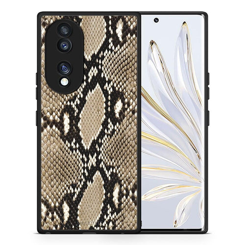 Θήκη Honor 70 5G Animal Fashion Snake από τη Smartfits με σχέδιο στο πίσω μέρος και μαύρο περίβλημα | Honor 70 5G Animal Fashion Snake Case with Colorful Back and Black Bezels