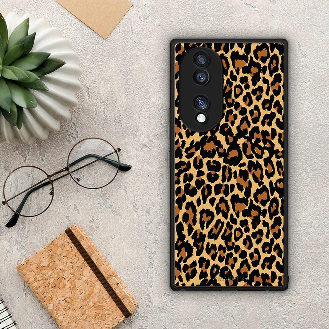 Θήκη Honor 70 5G Animal Leopard από τη Smartfits με σχέδιο στο πίσω μέρος και μαύρο περίβλημα | Honor 70 5G Animal Leopard Case with Colorful Back and Black Bezels