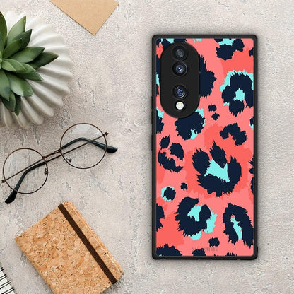 Θήκη Honor 70 5G Animal Pink Leopard από τη Smartfits με σχέδιο στο πίσω μέρος και μαύρο περίβλημα | Honor 70 5G Animal Pink Leopard Case with Colorful Back and Black Bezels