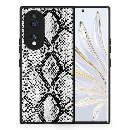 Θήκη Honor 70 5G Animal White Snake από τη Smartfits με σχέδιο στο πίσω μέρος και μαύρο περίβλημα | Honor 70 5G Animal White Snake Case with Colorful Back and Black Bezels