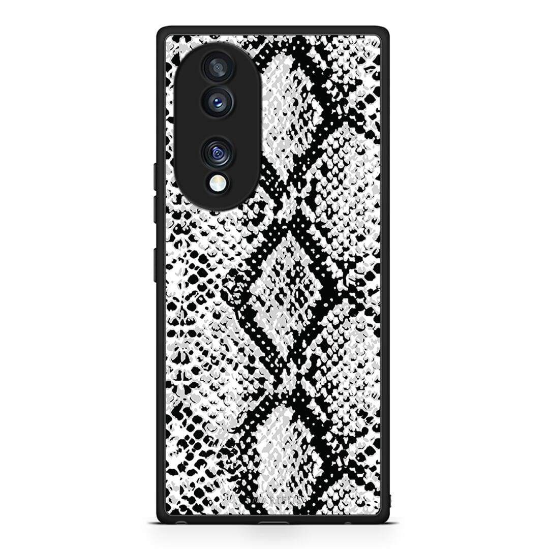 Θήκη Honor 70 5G Animal White Snake από τη Smartfits με σχέδιο στο πίσω μέρος και μαύρο περίβλημα | Honor 70 5G Animal White Snake Case with Colorful Back and Black Bezels