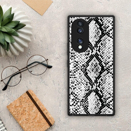 Θήκη Honor 70 5G Animal White Snake από τη Smartfits με σχέδιο στο πίσω μέρος και μαύρο περίβλημα | Honor 70 5G Animal White Snake Case with Colorful Back and Black Bezels