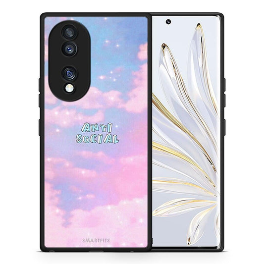 Θήκη Honor 70 5G Anti Social από τη Smartfits με σχέδιο στο πίσω μέρος και μαύρο περίβλημα | Honor 70 5G Anti Social Case with Colorful Back and Black Bezels