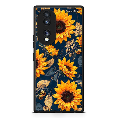 Θήκη Honor 70 5G Autumn Sunflowers από τη Smartfits με σχέδιο στο πίσω μέρος και μαύρο περίβλημα | Honor 70 5G Autumn Sunflowers Case with Colorful Back and Black Bezels