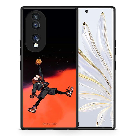 Θήκη Honor 70 5G Basketball Hero από τη Smartfits με σχέδιο στο πίσω μέρος και μαύρο περίβλημα | Honor 70 5G Basketball Hero Case with Colorful Back and Black Bezels