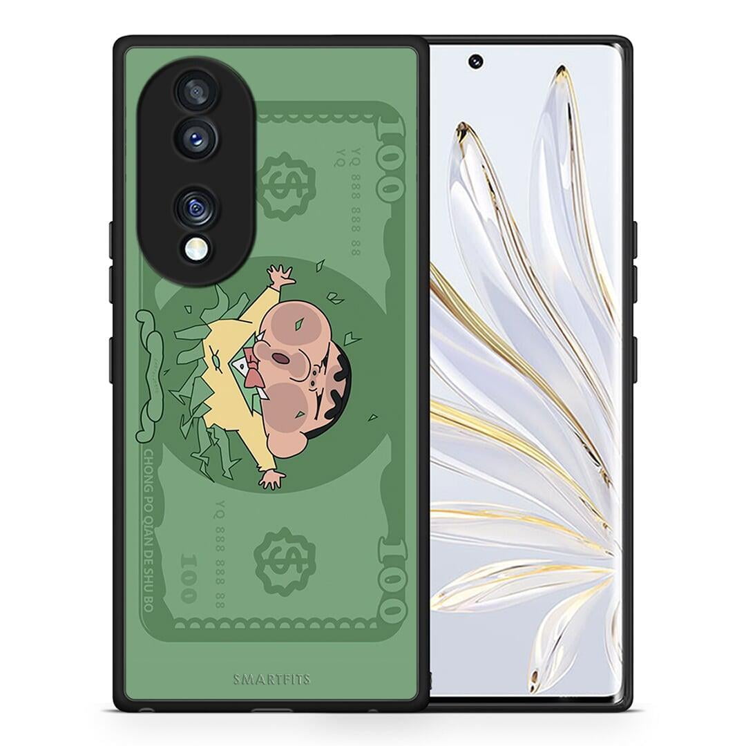 Θήκη Honor 70 5G Big Money από τη Smartfits με σχέδιο στο πίσω μέρος και μαύρο περίβλημα | Honor 70 5G Big Money Case with Colorful Back and Black Bezels