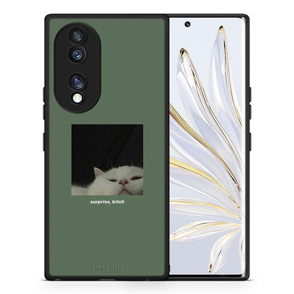 Θήκη Honor 70 5G Bitch Surprise από τη Smartfits με σχέδιο στο πίσω μέρος και μαύρο περίβλημα | Honor 70 5G Bitch Surprise Case with Colorful Back and Black Bezels