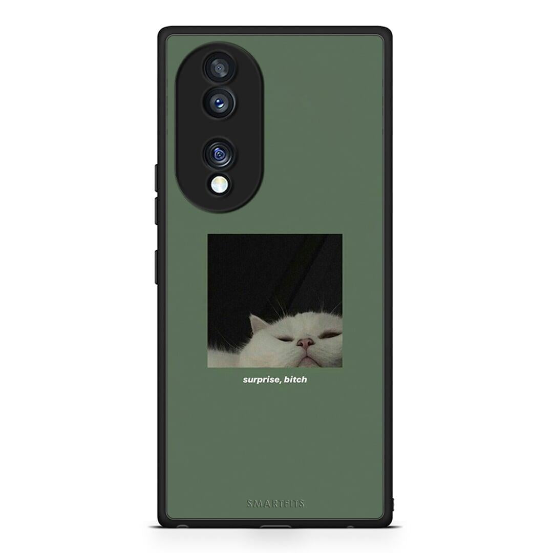 Θήκη Honor 70 5G Bitch Surprise από τη Smartfits με σχέδιο στο πίσω μέρος και μαύρο περίβλημα | Honor 70 5G Bitch Surprise Case with Colorful Back and Black Bezels