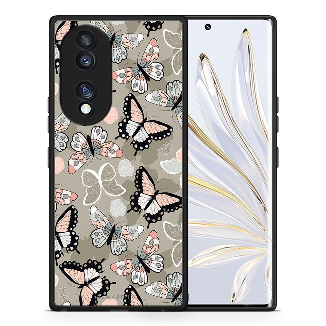 Θήκη Honor 70 5G Boho Butterflies από τη Smartfits με σχέδιο στο πίσω μέρος και μαύρο περίβλημα | Honor 70 5G Boho Butterflies Case with Colorful Back and Black Bezels