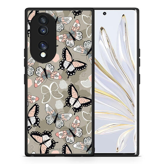 Θήκη Honor 70 5G Boho Butterflies από τη Smartfits με σχέδιο στο πίσω μέρος και μαύρο περίβλημα | Honor 70 5G Boho Butterflies Case with Colorful Back and Black Bezels